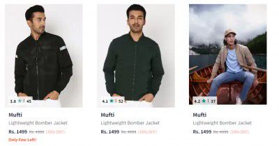UP TO 79% Off - Mufti Mens Jackets | Starts at Rs.1091