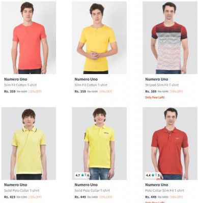 Myntra: Upto 70% OFF On Numero Uno Mens Clothing | Starts At ₹359