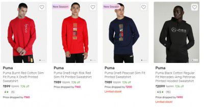 Upto 70% Off On PUMA Sweatshirts | Start At Rs 899