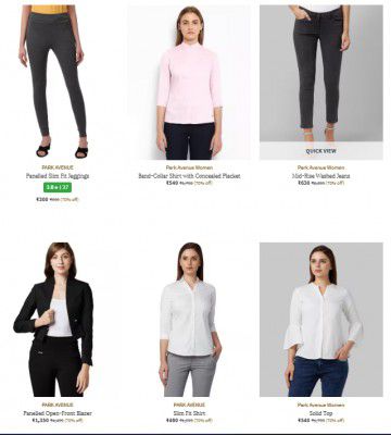 UPTO 70% OFF On Women Cloting Raymond, Park Avenue & PARX