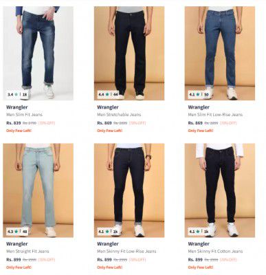 UP TO 73% OFF | WRANGLER  Men's Jeans Start At Rs 755