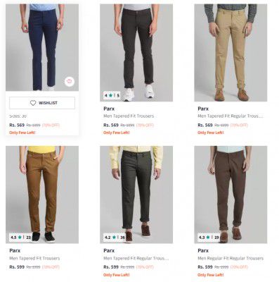 Upto 70% Off Parx Men's Trousers | Start @ 569