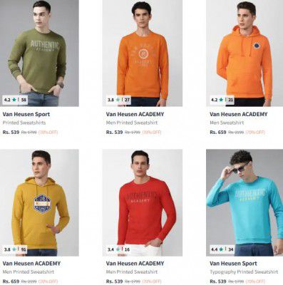 Upto 70% OFF - Van Heusen Mens Sweatshirts