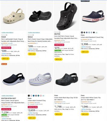 Upto 71% off on Crocs + 10% off Coupons