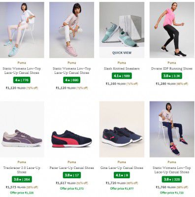 Ajio Footwear Loot: UP TO 80% OFF | Puma Women's Shoes