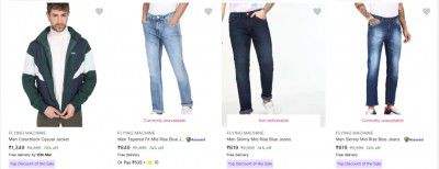 Upto 74% OFF ON Flying Machine Men's Clothing 