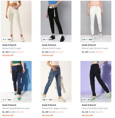 Myntra : Upto 72% Off On Kook Keech Jeans For Womens Starts At ₹643