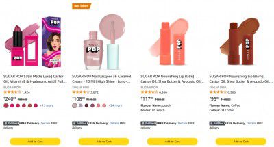 Amazon : Upto 74% Off On Sugar Pop Beauty Products + Buy 2 Get 15%, Buy 3 Get 25% Off