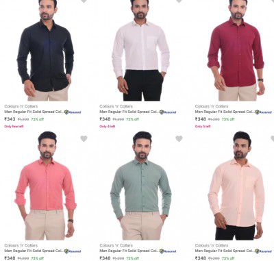 Upto 73% OFF - Colours N Collars Mens Formal Shirts | Starts At Rs.360