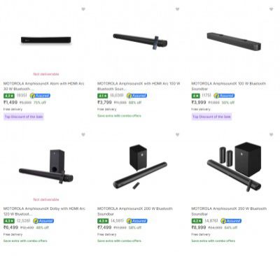 Upto 75% Off - Motorola Soundbars starting @1449