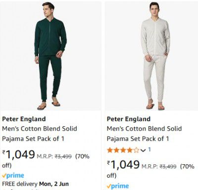 Upto 75% OFF ON Peter England Pyjama Sets