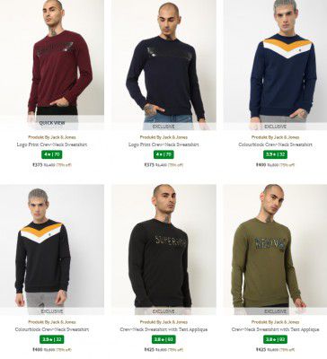 Ajio : Upto 85% Off On Jack & Jones Mens Sweatshirt & Hoodies