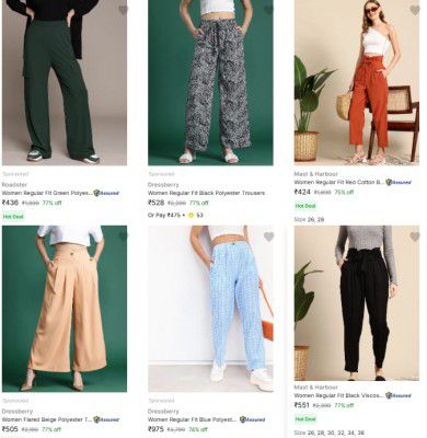 Upto 75% Off On Womens Trousers |Start At Rs 424