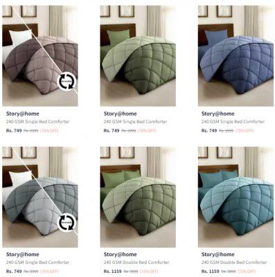 Myntra : Upto 70% On Story At Home Reversible Comforter Starts at Rs 829