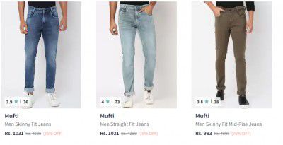 Mufti Men's jeans Upto 75% Off | Starts at Rs 999