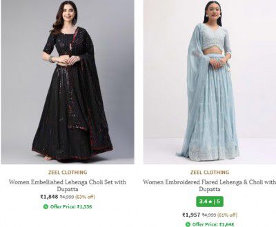 Upto 76% OFF - Zeel Clothing Lehenga Choli Set | Starts At Rs.1848