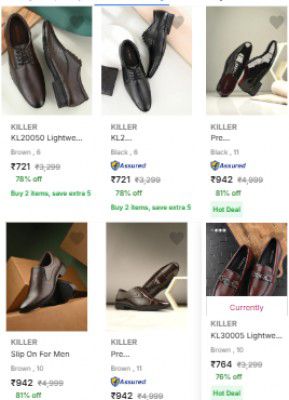 Upto 85% OFF - Killer Men’s Formal Shoes Starts At Rs 450