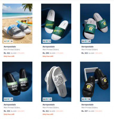 UP TO 73% OFF | Aeropostale Sliders Starts At Rs.310