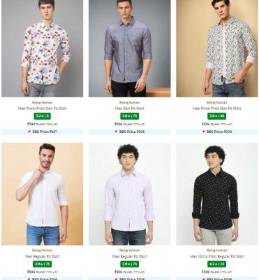 Upto 75% Off on BEING HUMAN Men's Shirts