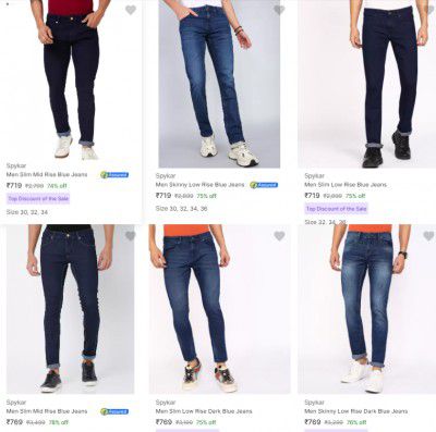 UP TO 80% OFF | Spykar Mens Jeans Starts at ₹692
