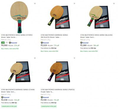 Upto 78% Off Stag Table Tennis Blade 