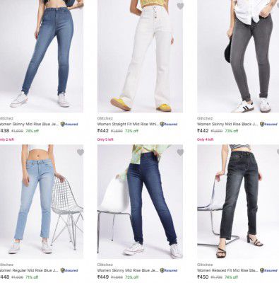 Upto 79% OFF - Glitchez Womens Jeans | Starts At Rs.315