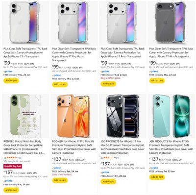 Amazon: Upto 80% OFF - Cases Cover For iphone 17 | Starts At ₹99