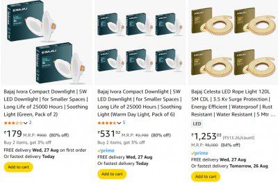 Upto 80% OFF - Bajaj LED Downlights