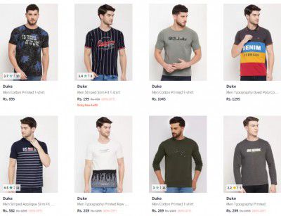 Upto 80% Off On DUKE Mens T-shirts | Starts at ₹179