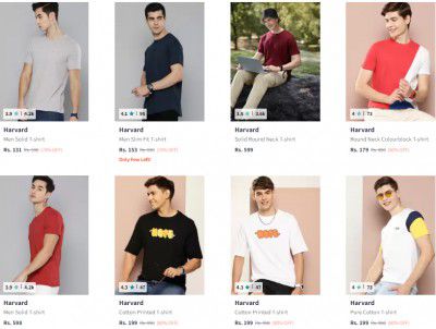 Upto 80% Off On Harvard T-shirts Starts @131 | For Men's
