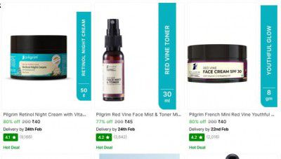 Upto 80% OFF On Pilgrim Body And Face Care | Starts At Rs.40