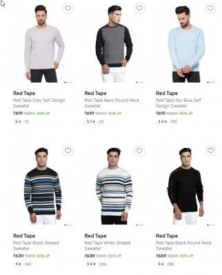 Upto 80% Off On Red tape Sweater | Start At Rs 619
