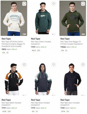 Upto 80% Off On Red tape Sweatshirts | Start At Rs 619