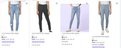 Upto 80% Off Yu By Pantaloons Women's Jeggings| Start @ 269