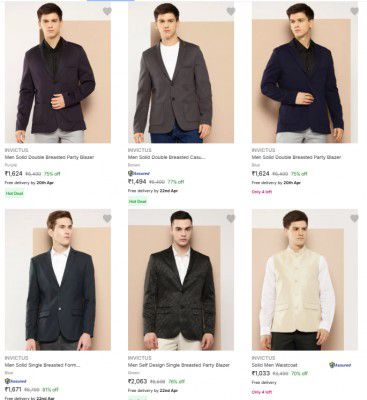 Upto 81% Off  Invictus Men's Blazers 