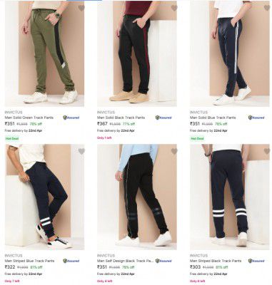 Upto 81% Off  Invictus Men's Trackpants