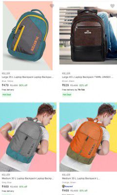 Upto 81% OFF ON Killer Laptop Backpacks | Starts at Rs 449
