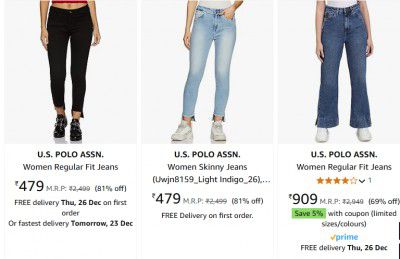 Upto 80% OFF on U.S. POLO ASSN. JEANS | For Women's