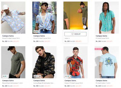 Myntra : Upto 85% Off Campus Sutra Clothing For Men's Starts At ₹216