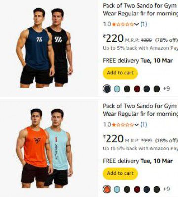 Amazon : Upto 82% OFF - Generic Mens Vests Starts At Rs.220