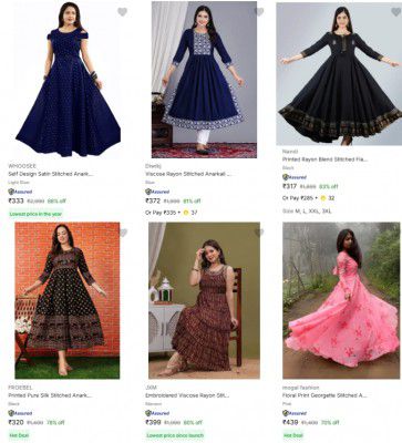 Upto 82% Off On Women's Gowns | Start At Rs 322