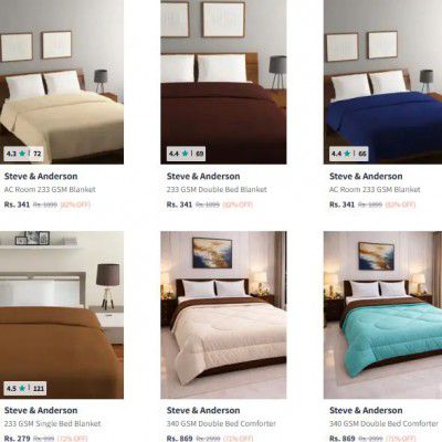Upto 82% OFF - Steve And Anderson Blankets And Quits | Starts At Rs.239