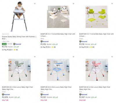 Flipkart : Upto 83% OFF On Bumtum Baby High Chairs