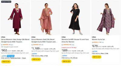 Amazon: Upto 80% OFF On  Libas kurti For Womens | Starts At Rs.311