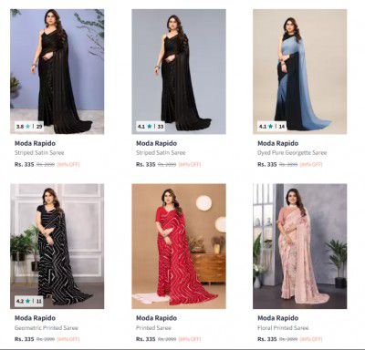 Myntra : Upto 88% Off Moda Rapido Saree | Start @249