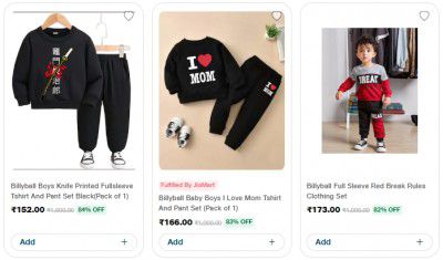 Jiomart : Upto 84% Off On Billyball Kids Clothing Set 