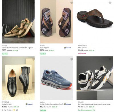 Upto 84% Off On Branded Men's Footwear | Start At rs 498