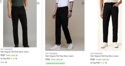 Flipkart: Upto 84% OFF On IGS TRADERS Jeans For Mens | Starts At ₹167
