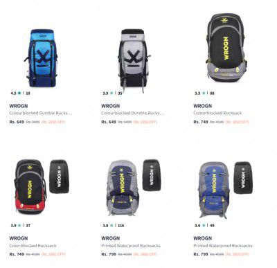 Upto 88% Off Wrogn Rucksacks | Start @ 597