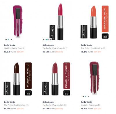 Upto 85% off Bella Voste Lipstick starts from ₹149
